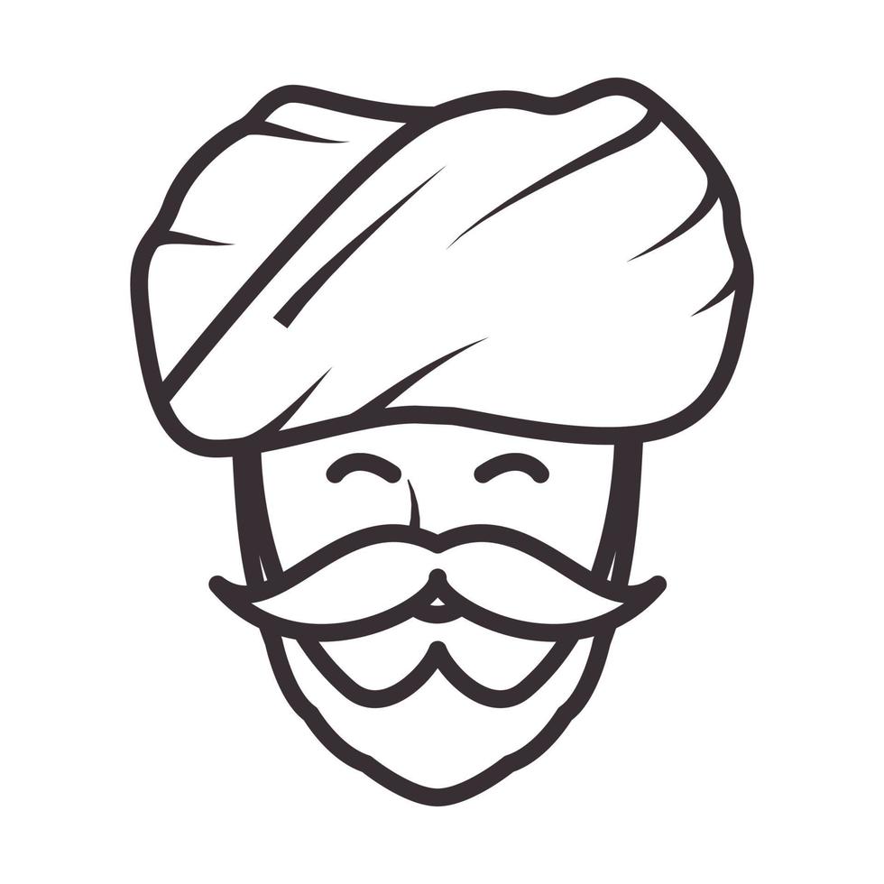 Linien alter Mann mit Turban Logo Symbol Vektor Icon Illustration Design