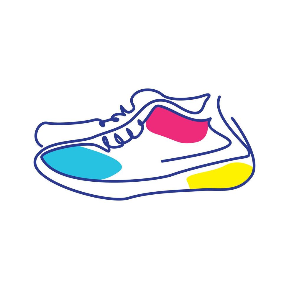 Linien Kunst abstrakte Schuhe Mann Turnschuhe moderne Logo-Design-Vektor-Symbol-Symbol-Illustration vektor