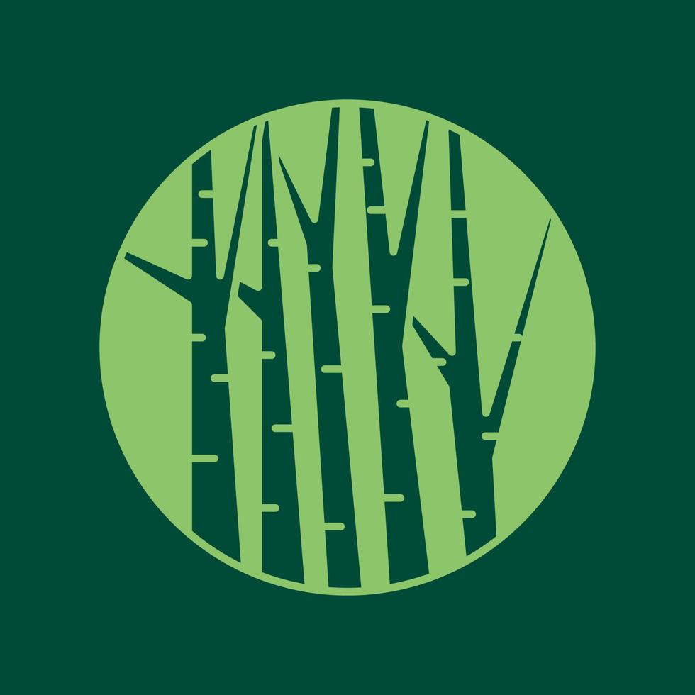 Baum- oder Waldform in der grünen Kreislogodesign-Vektorikonen-Symbolillustration vektor