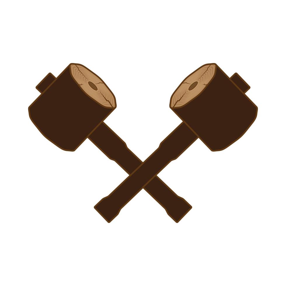 trä hammare kors textur logotyp symbol vektor ikon illustration design