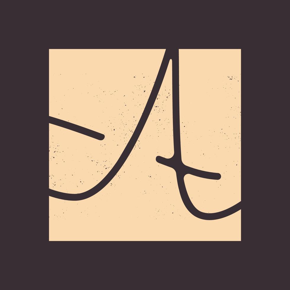 signatur bokstav en fyrkantig vintage logotyp symbol ikon vektor grafisk design