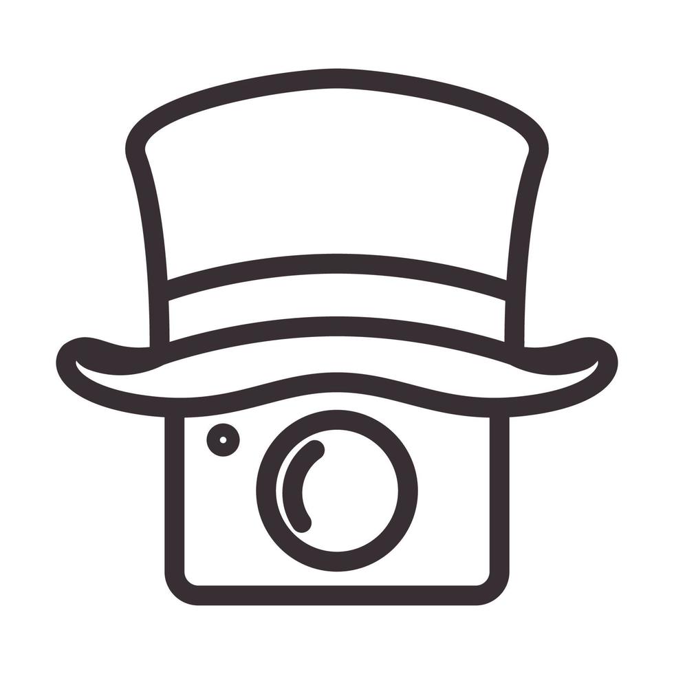 Zeilen Kamera mit Hut Magic Logo Symbol Vektor Icon Illustration Design
