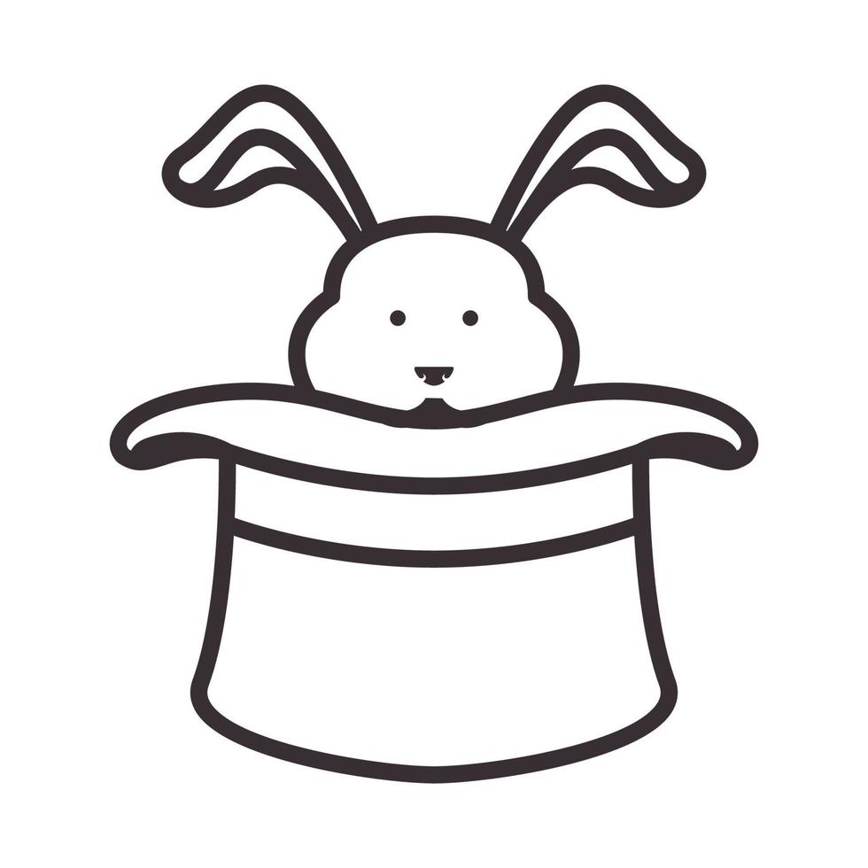 linjer djur kaniner med hatt magiska logotyp symbol vektor ikon illustration design