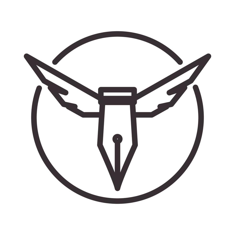 Flügel mit Bleistift alte Linien Logo Vektor Symbol Symbol Illustration Design
