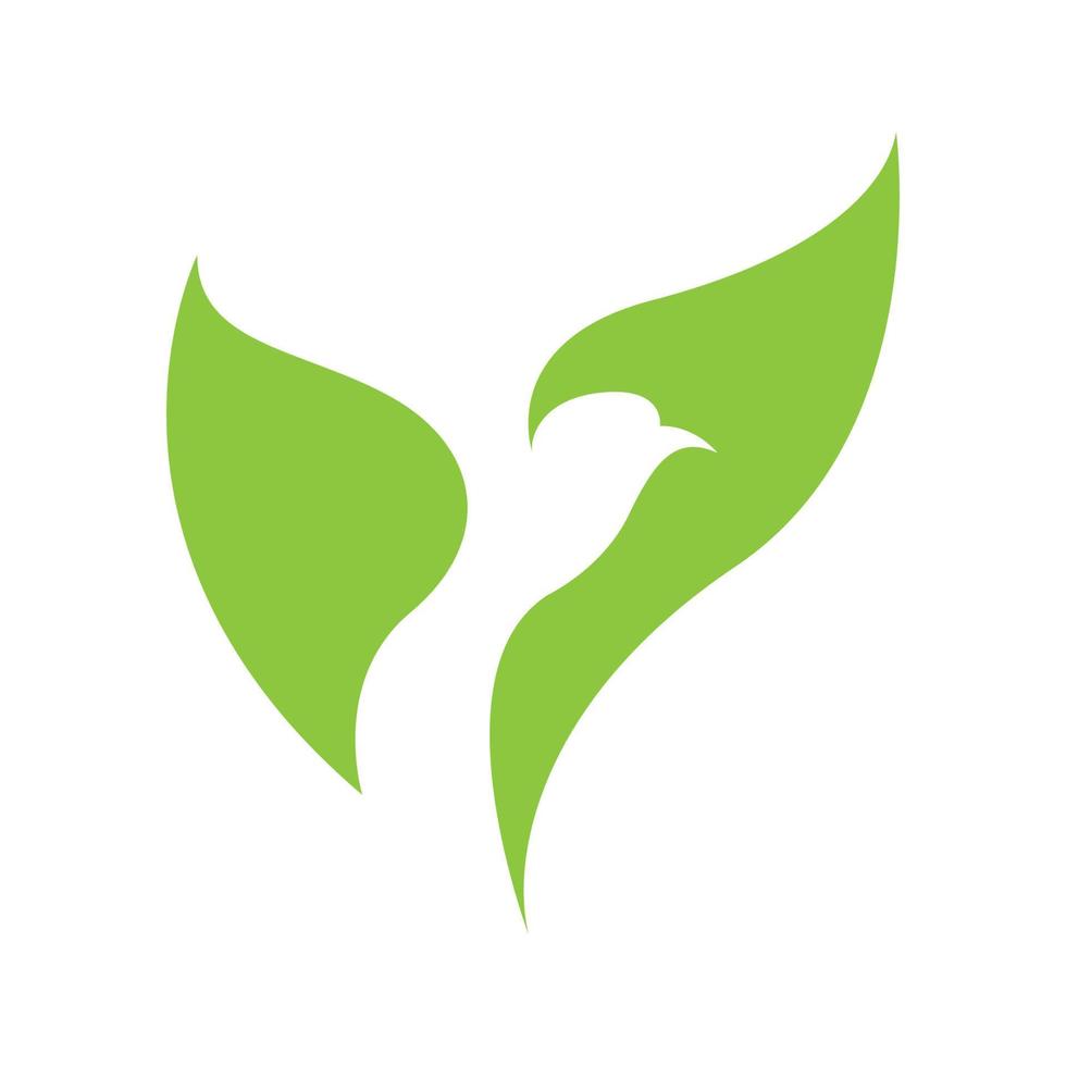 negativ utrymme fågel med löv modern logotyp design vektor