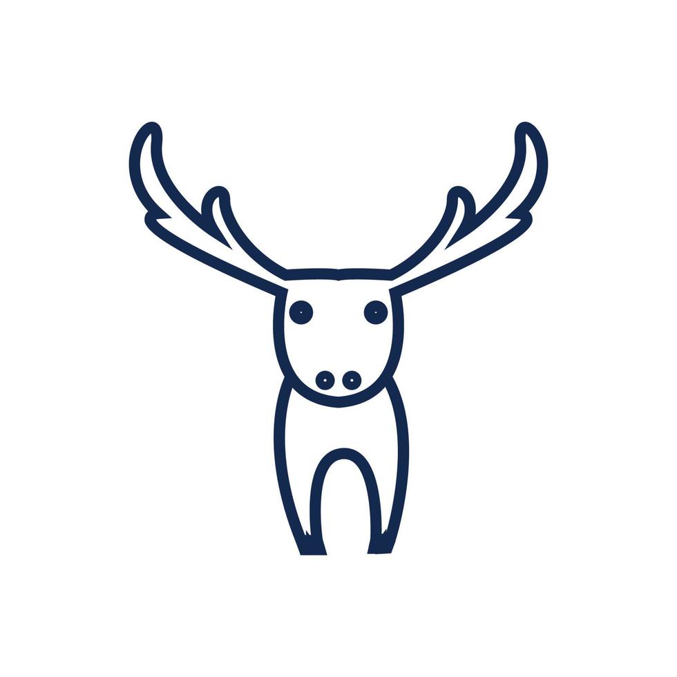 söt hjort eller antilop linje minimalistisk logotyp design vektor