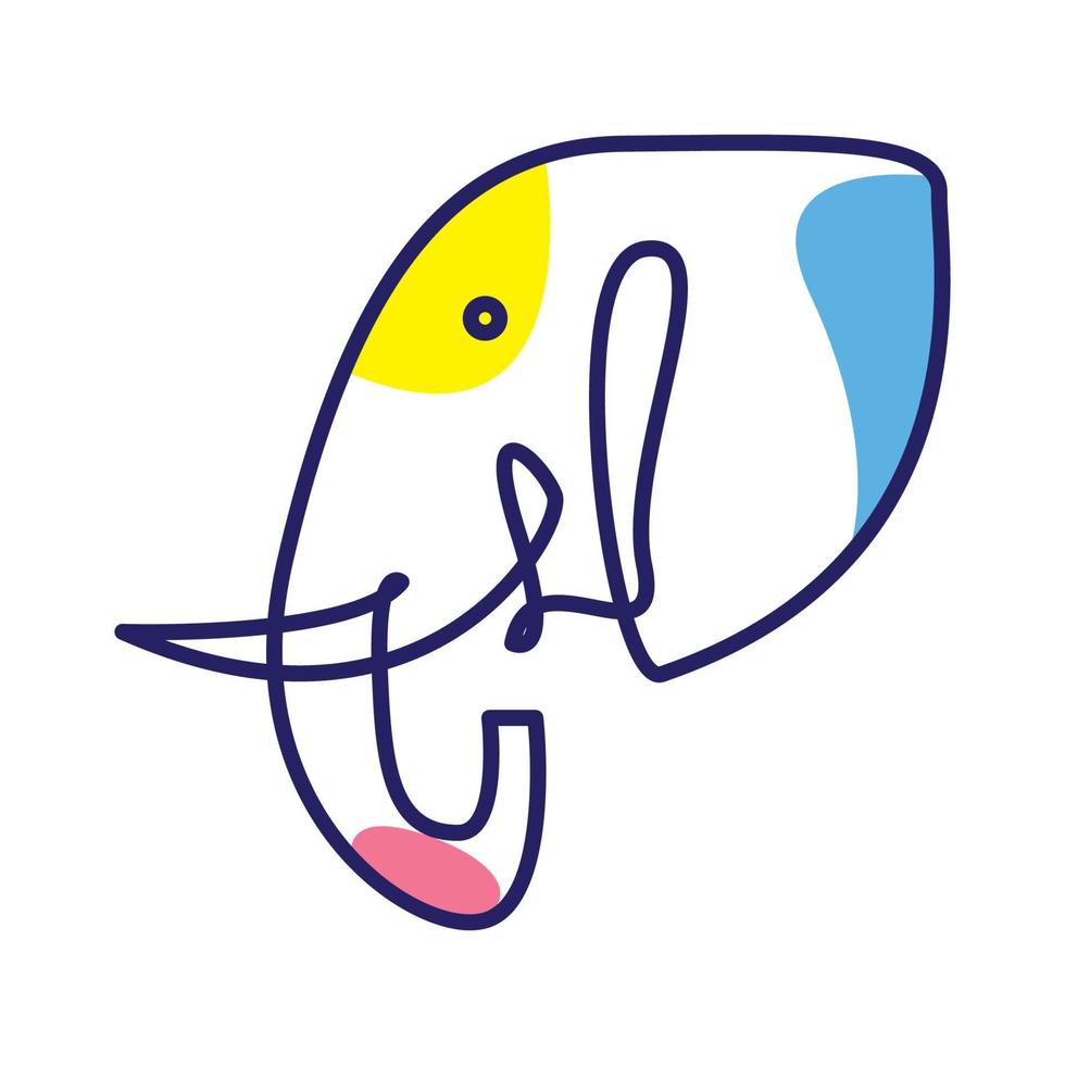 djurelefant med linjekonst modern färgglad logotypdesign vektor ikon symbol illustration