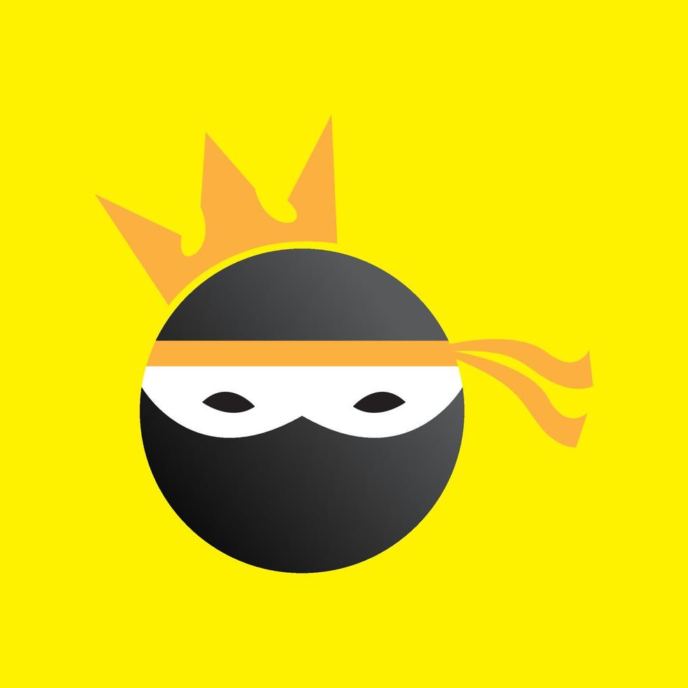 ninja med kronhuvud logotyp design vektor ikon symbol illustration