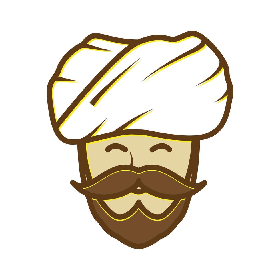 vintage gammal man med turban logotyp symbol vektor ikon illustration design