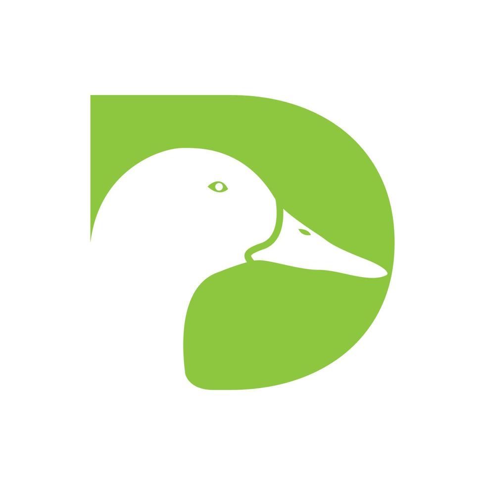 bokstaven d eller initial d för anka fågelhuvud logotyp designikon vektor