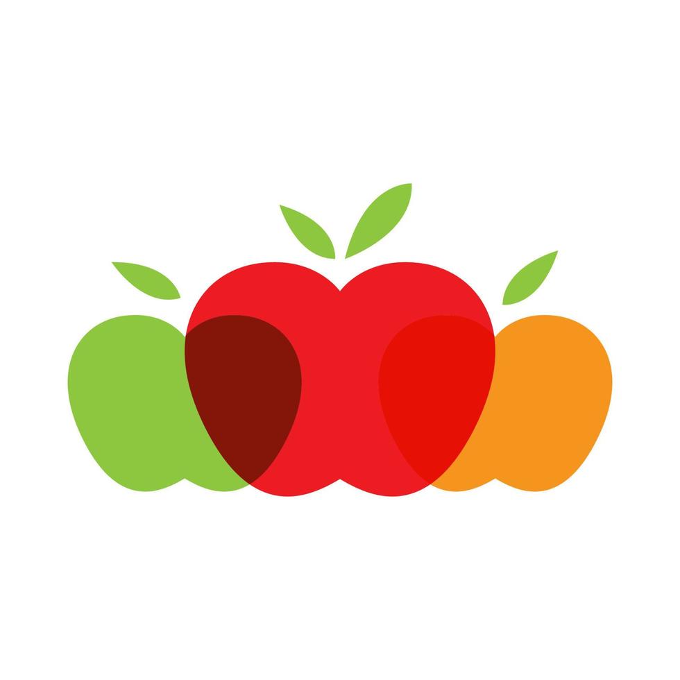 abstrakt äpple grön röd orange logotyp design vektor ikon symbol illustration