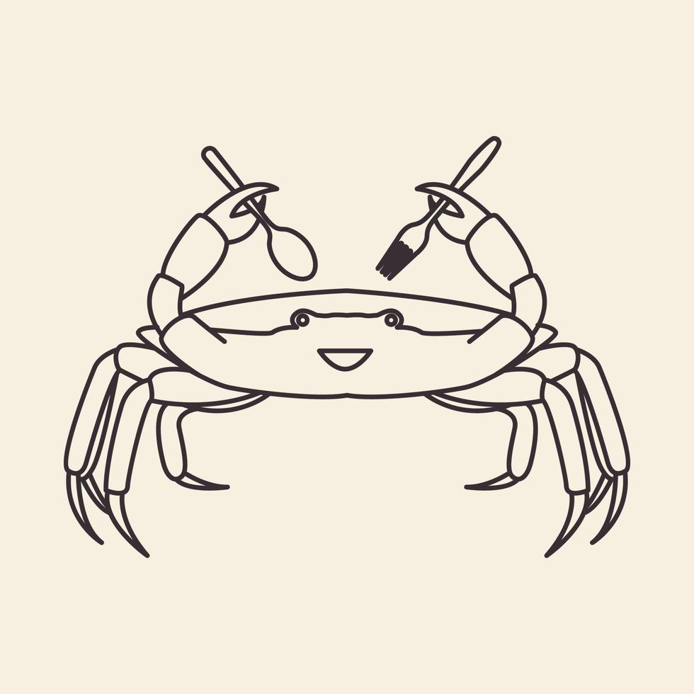 linjer krabbor med sked och gaffel logotyp design vektor ikon symbol illustration