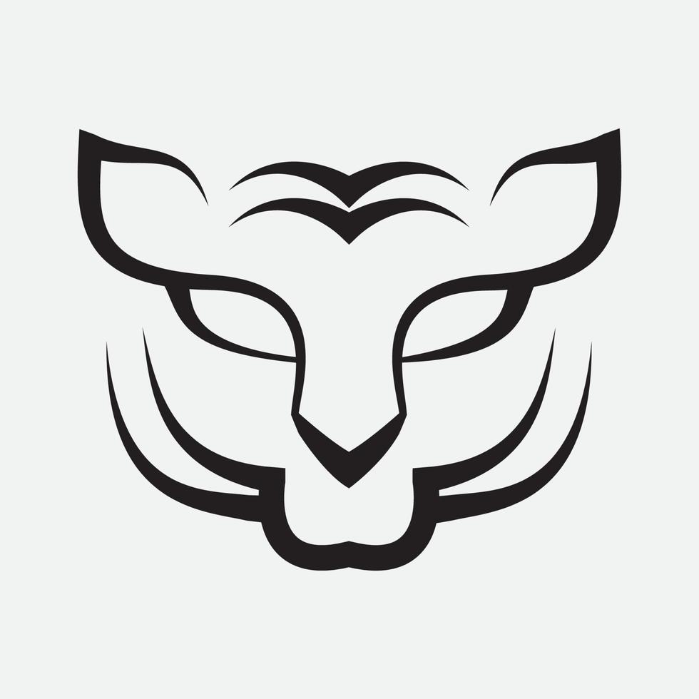 tiger face svart modern linje minimalistisk logotypdesign vektor