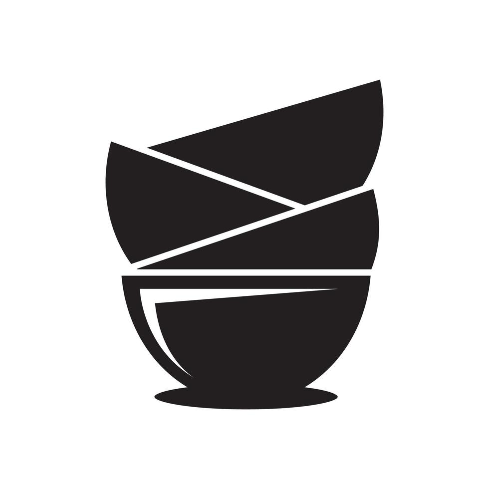 skål nudel eller mat siluett för restaurang eller street food logotypdesign vektor