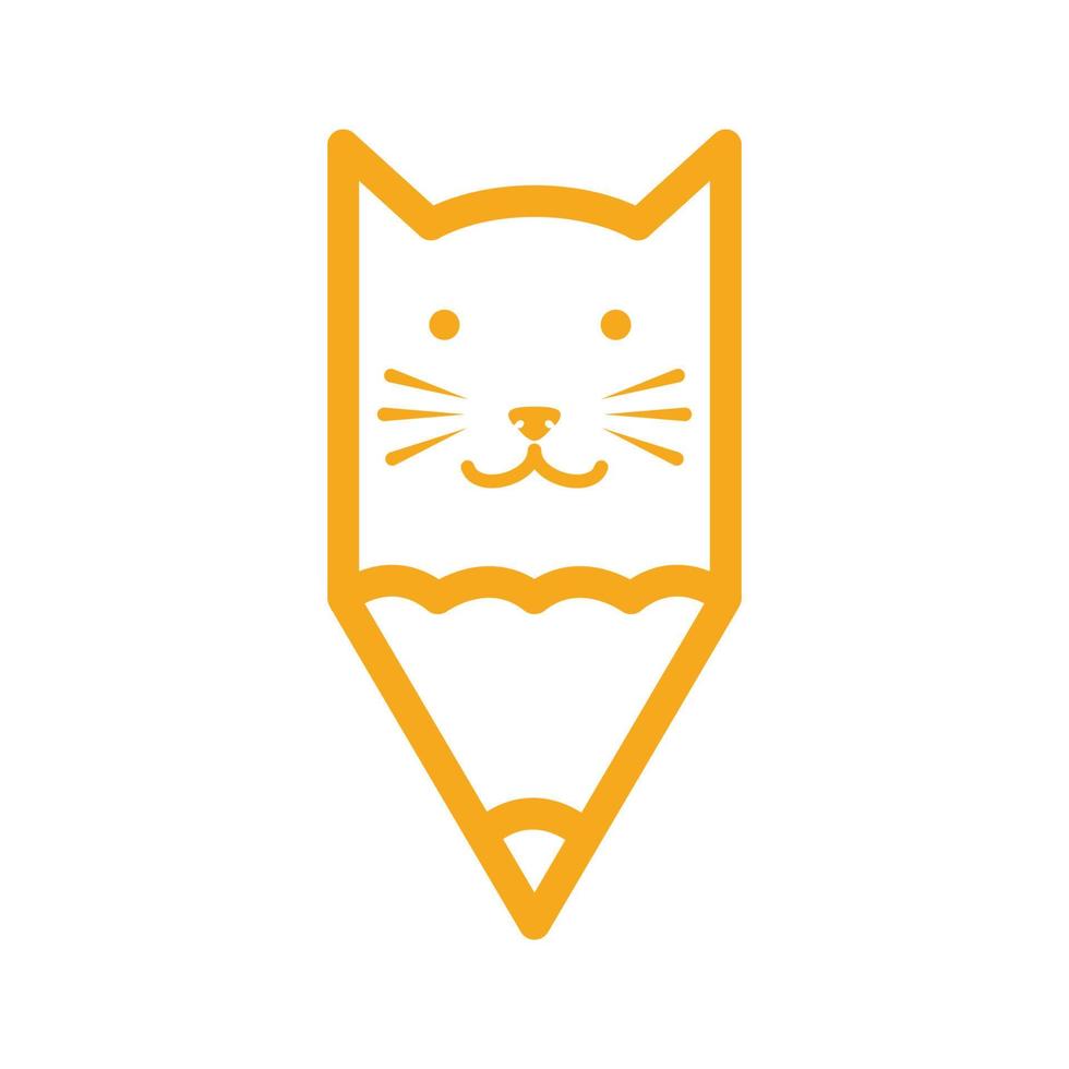 penna konst kreativ med huvudet katt logotyp symbol ikon vektor grafisk design illustration idé kreativ