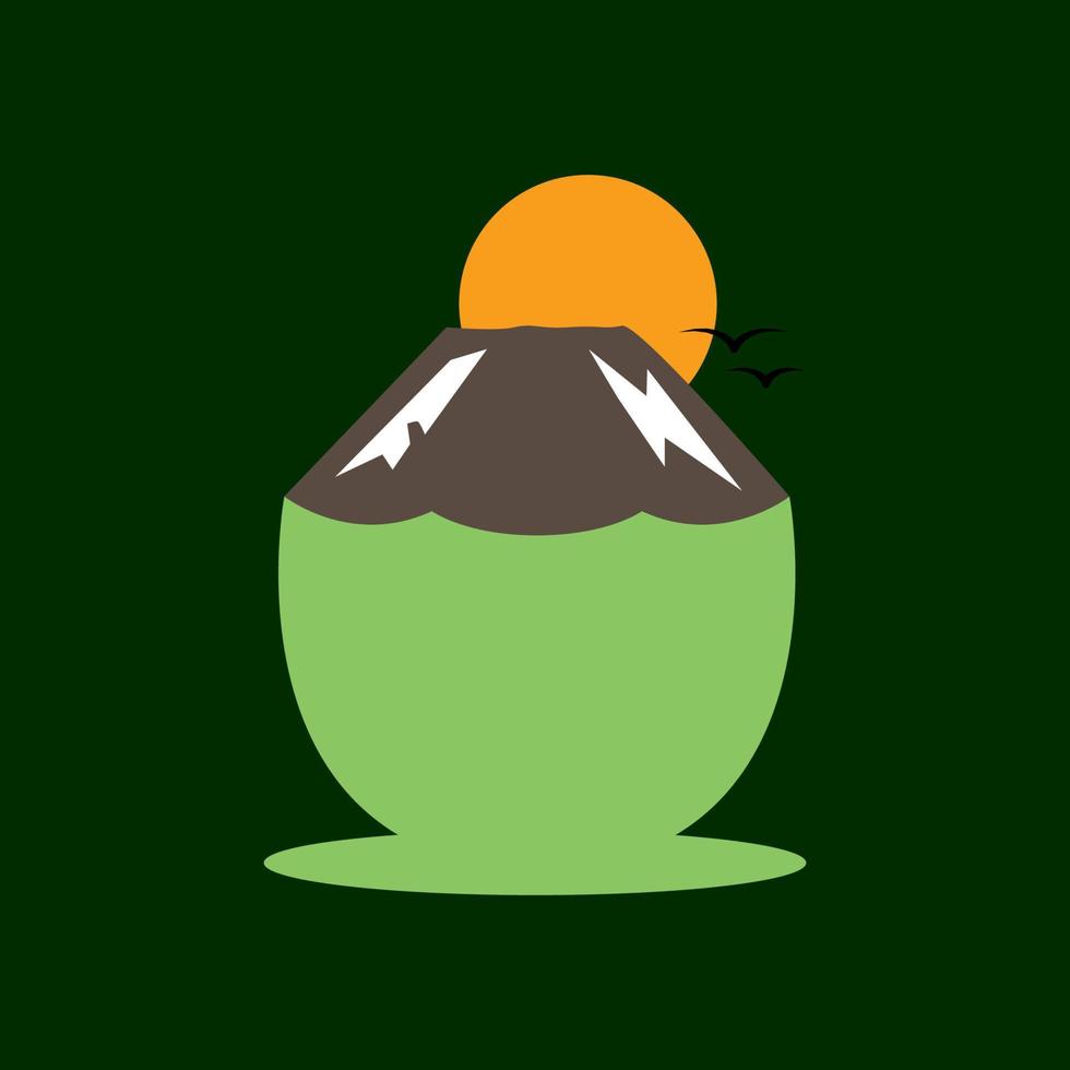kokosgrön med berg logotyp design vektor ikon symbol illustration