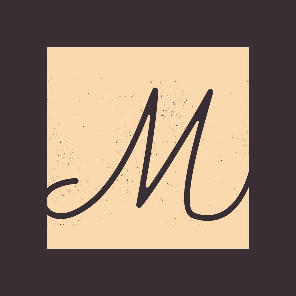 signatur bokstaven m fyrkantig vintage logotyp symbol ikon vektor grafisk design