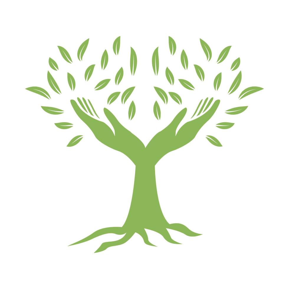 hand mänskligheten med träd logotyp vektor symbol ikon illustration design