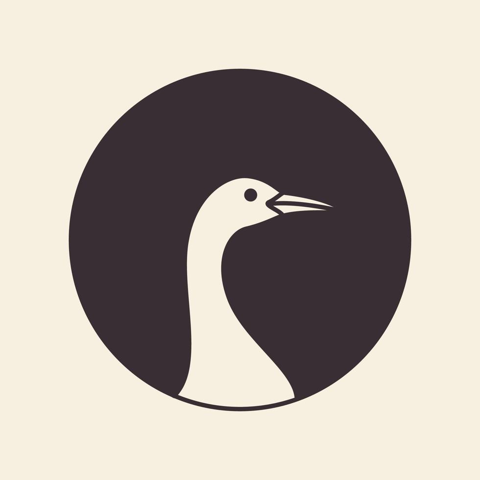 fågel gås eller svan hipster huvud enkel logotyp symbol ikon vektor grafisk design illustration idé kreativ