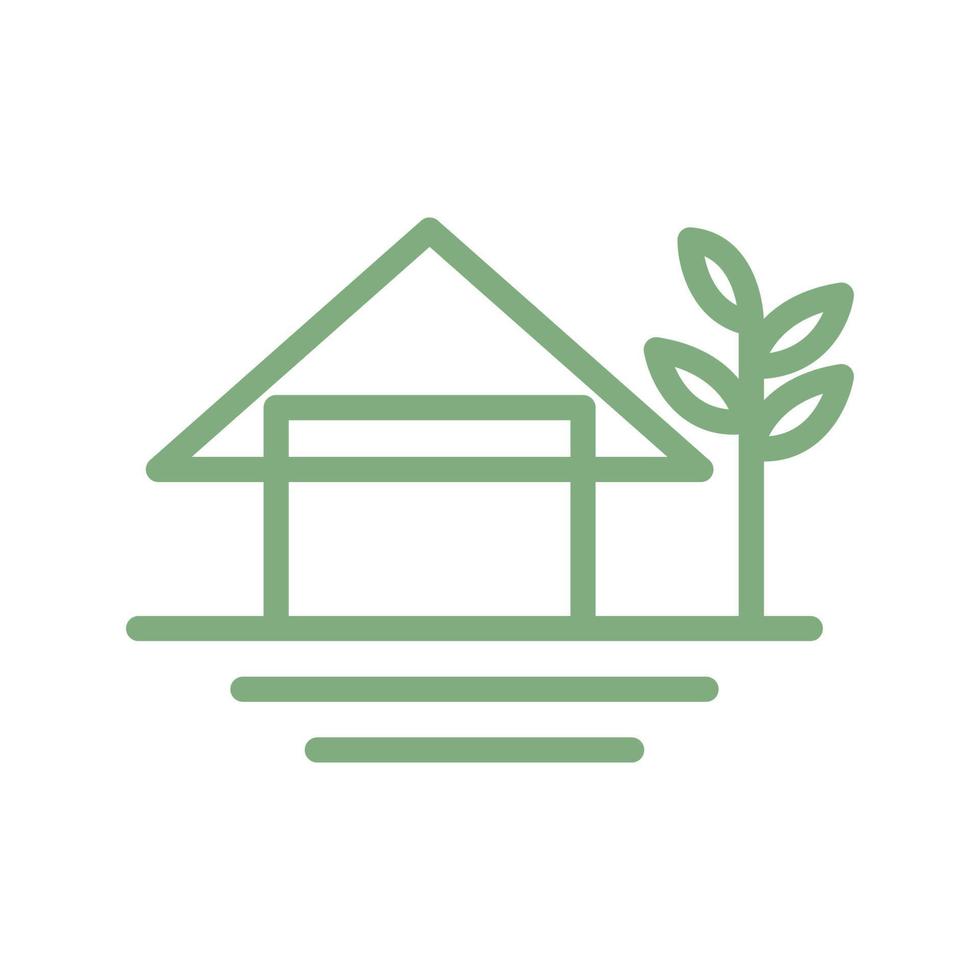 enkelt hem eller hus med trädgräns minimalistisk logotypdesignarkitektur vektor