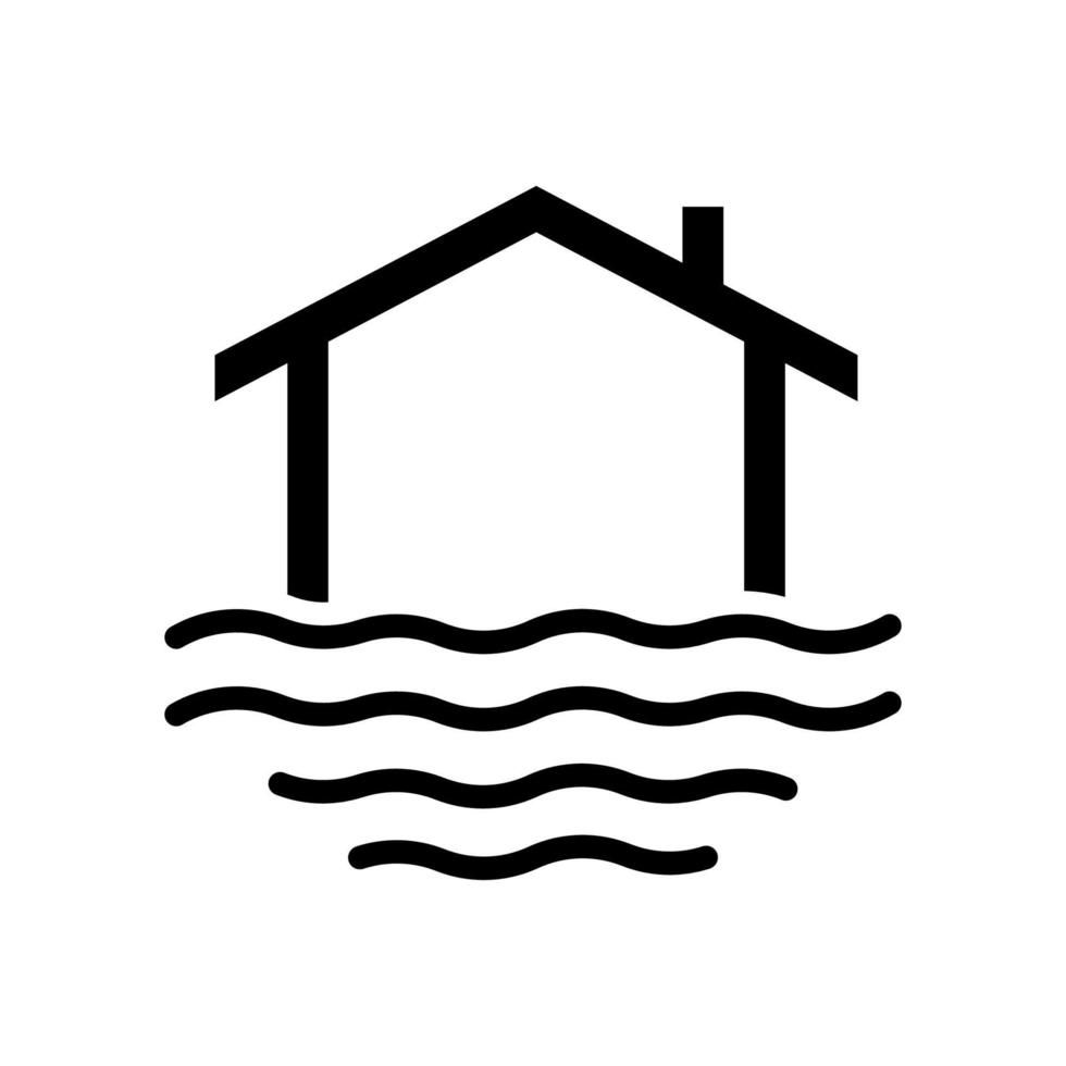 haus oder haus auf wasser oder meer einfaches linienlogodesign vektor