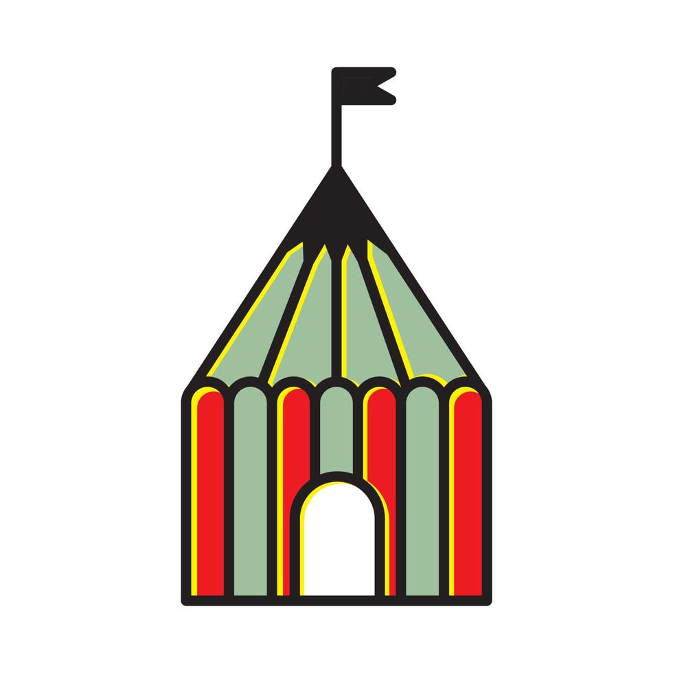 färgglada cirkustält med penna logotyp symbol vektor ikon illustration design
