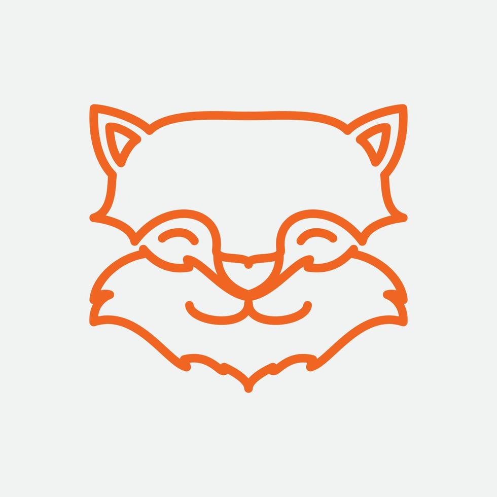 söt linje fox huvud ansikte logotyp design vektor