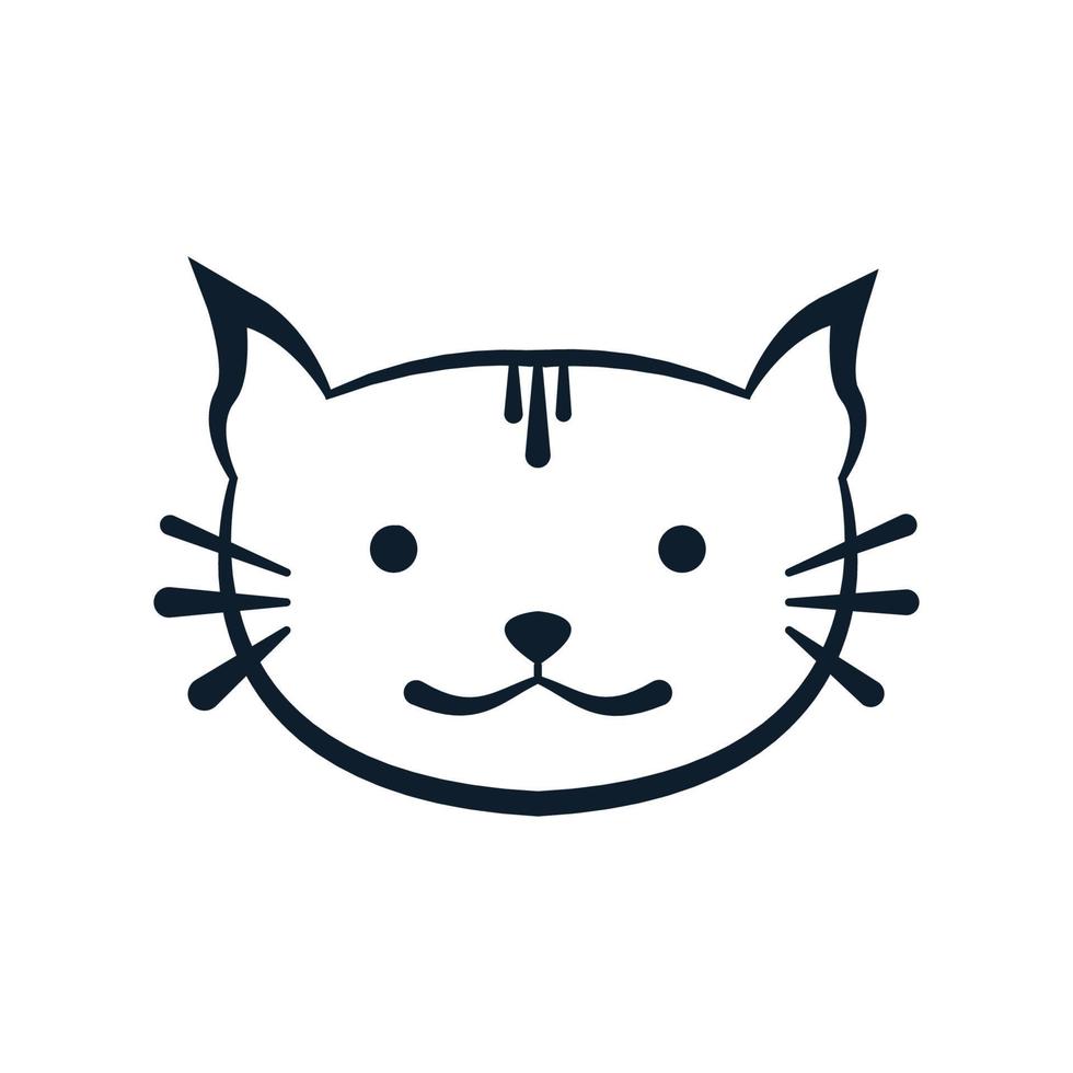 djur katt exotiska ansikte huvud söt linje logotyp design vektor
