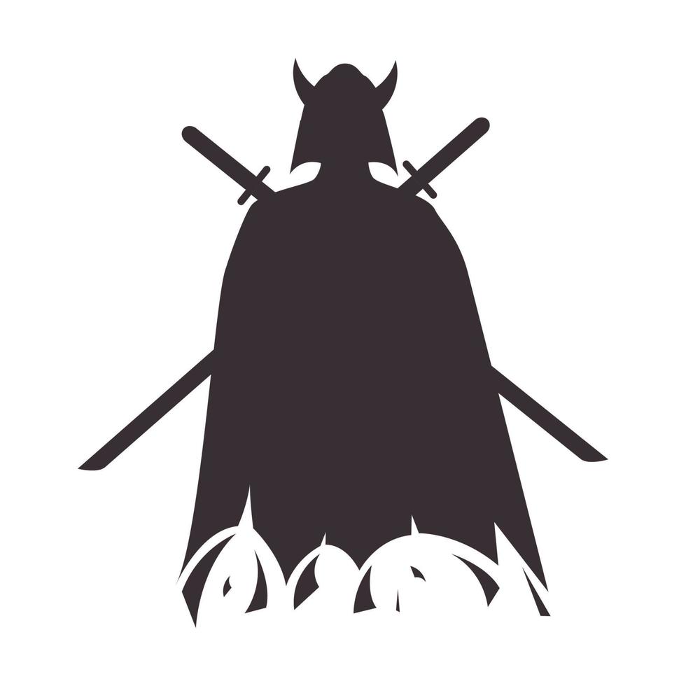 siluett krigare med mantel och svärd logotyp vektor symbol ikon illustration design