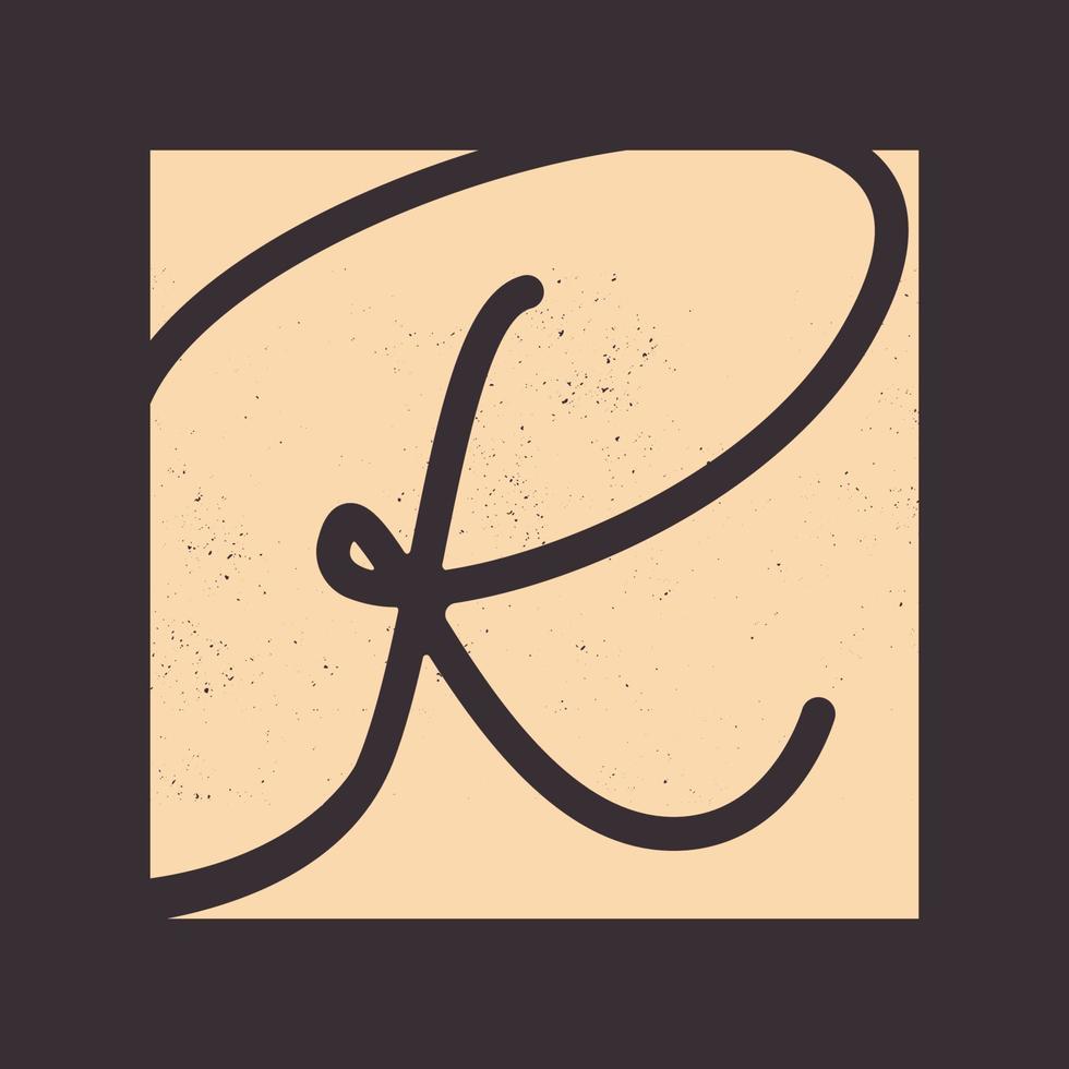 signatur bokstaven r fyrkantig vintage logotyp symbol ikon vektor grafisk design
