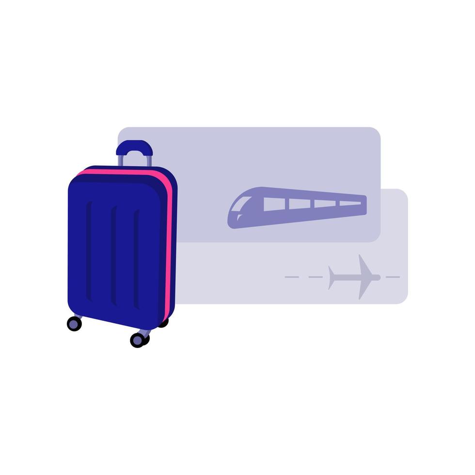 resväska samt tåg- och flygbiljetter vektor