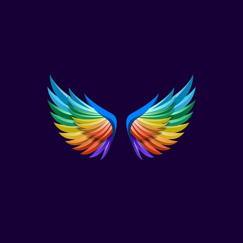 kreativer Flügel 3D-Logo-Stil vektor
