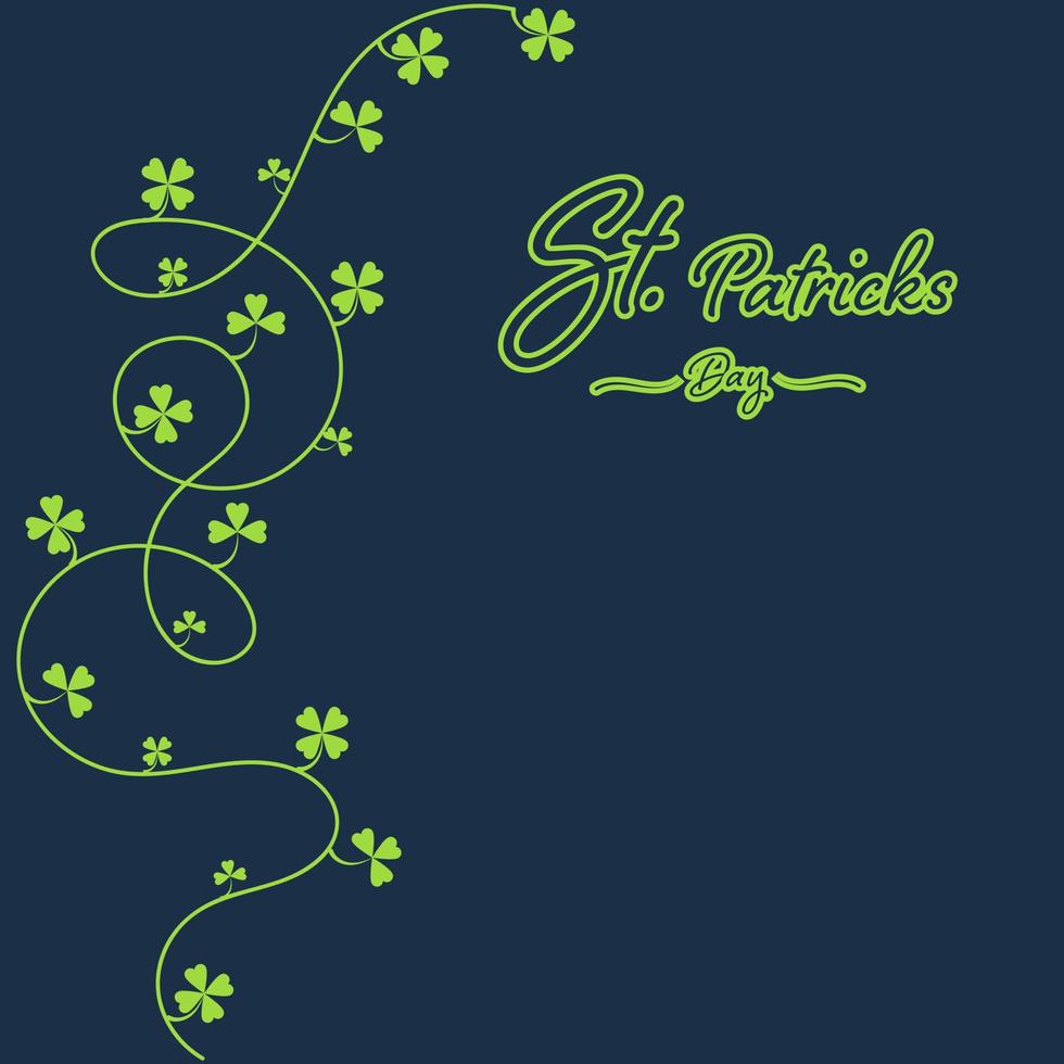 glad saint patrick's day med klöver lämna eller grön shamrock på blå bakgrund för banner, logotyp webbplats och kort. irländskt firande och festival. vektor