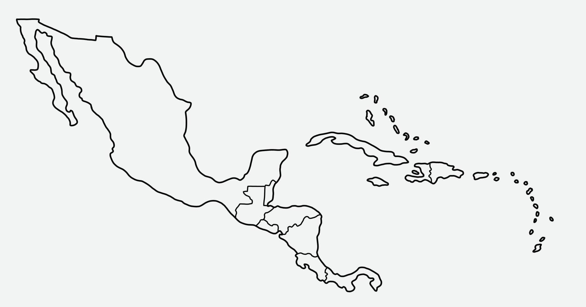 Gekritzel-Freihandzeichnung der zentralamerikanischen Karte. vektor