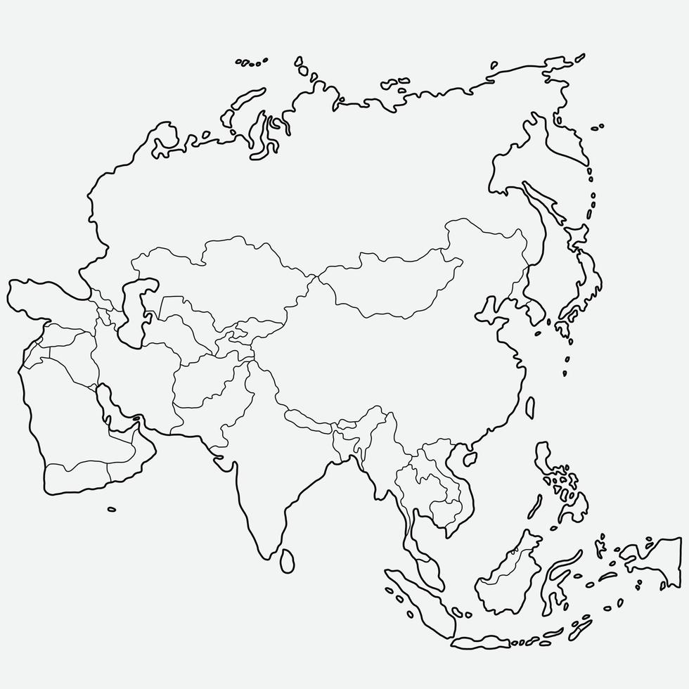 doodle frihandsritning av asienkarta. vektor