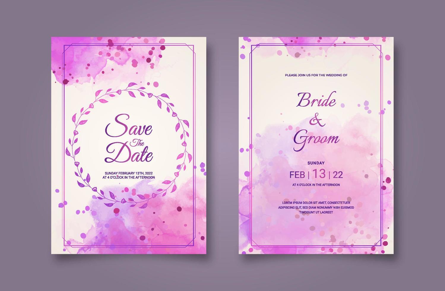 vackert bröllopsinbjudningskort. abstrakt akvarell bakgrund för inbjudan mall vektor