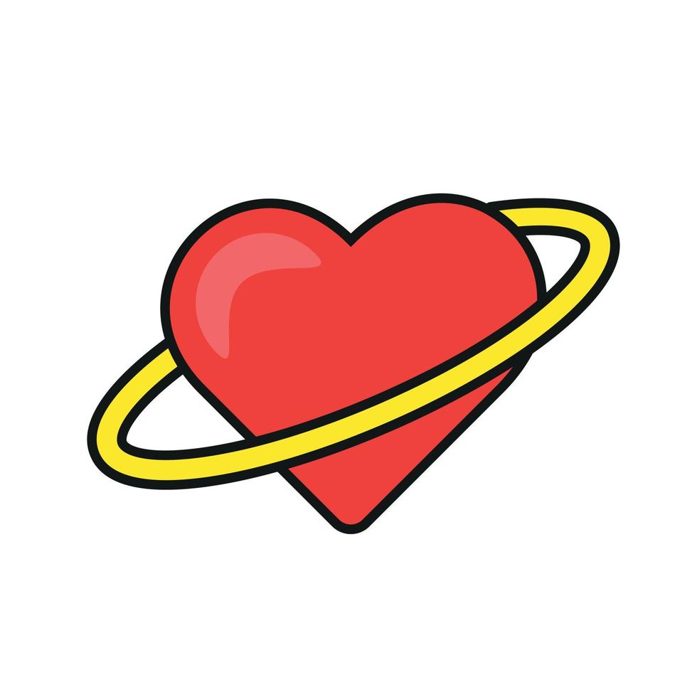 Planet Love Sticker Groove Style Romantik Valentinstag vektor