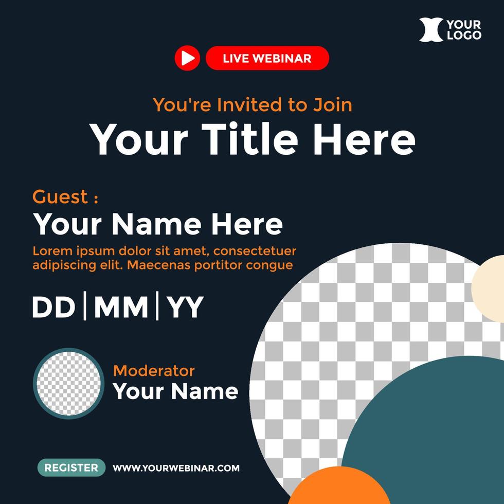 Webinar-Poster-Design für soziale Medien. Plakat für Webinar-Veranstaltung vektor