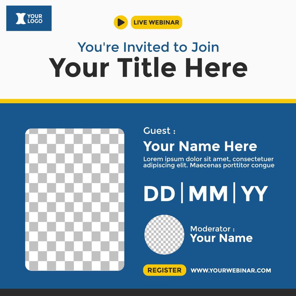 Webinar-Poster-Design für soziale Medien. Plakat für Webinar-Veranstaltung vektor