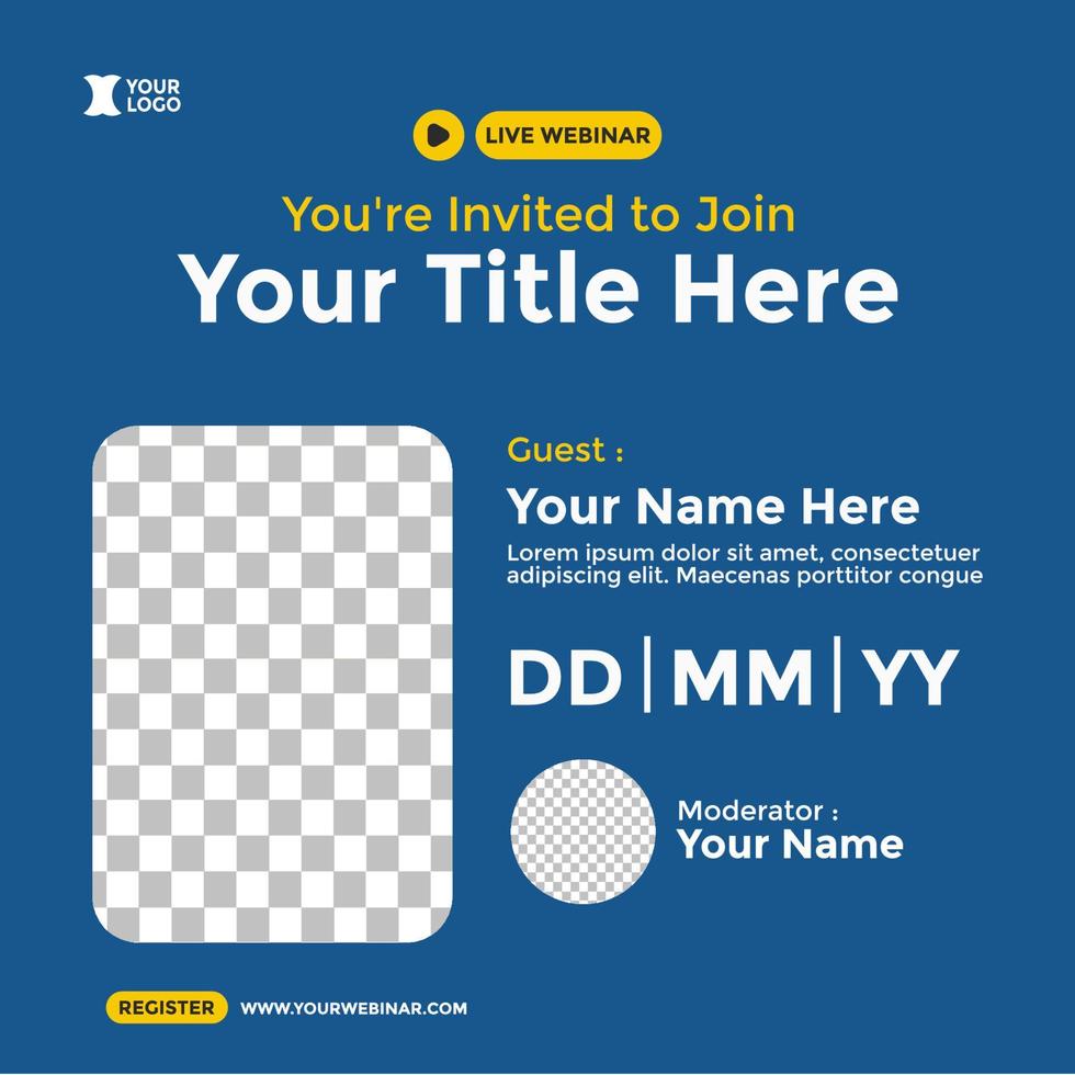 webinar affisch design för sociala medier. webinar event affisch vektor