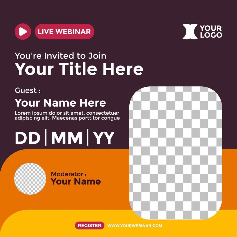 webinar affisch design för sociala medier. webinar event affisch vektor