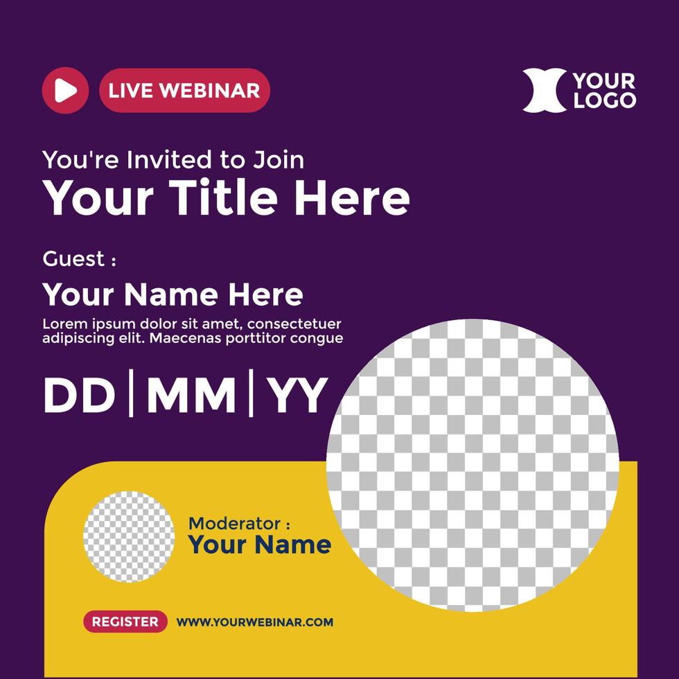 webinar affisch design för sociala medier. webinar event affisch vektor