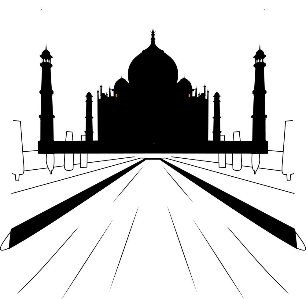 Silhouette der indischen Tajmahal-Moschee vektor