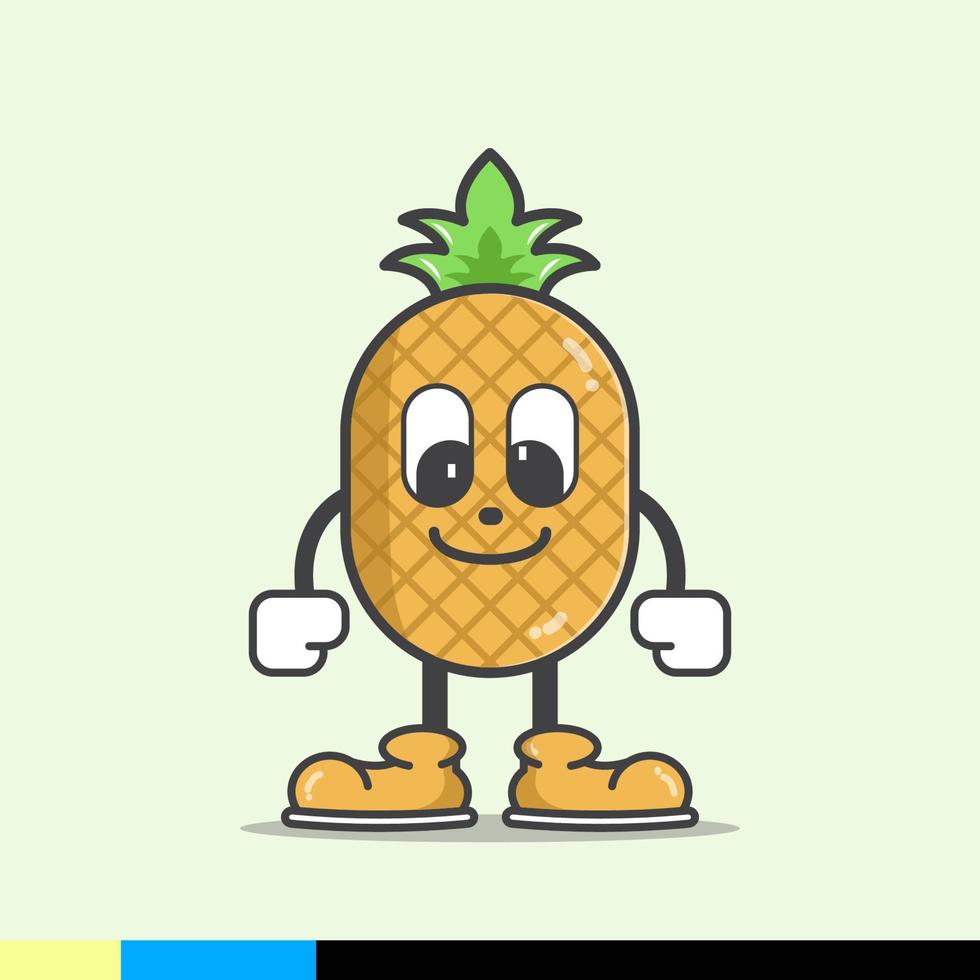 söt ananas illustration ser käck och lite arg vektor