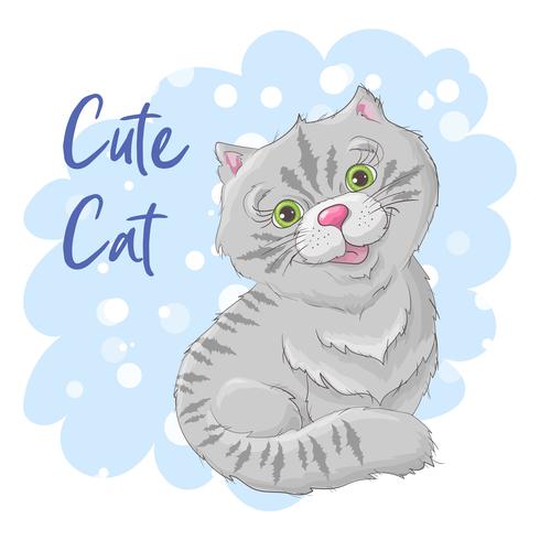 Illustration Postkarte süße Katze. Druck auf Kleidung und Kinderzimmer vektor