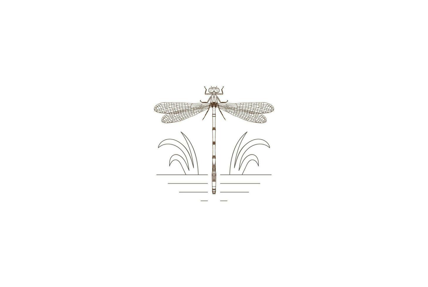 Vintage Retro-Hipster-Handzeichnung Damselfly oder Libellen-Logo-Design-Vektor vektor