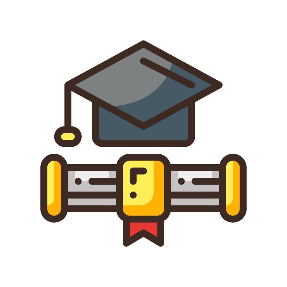 Symbol für den mit Mortarboard gefüllten Linienstil. Vektorillustration für Grafikdesign, Website, App vektor