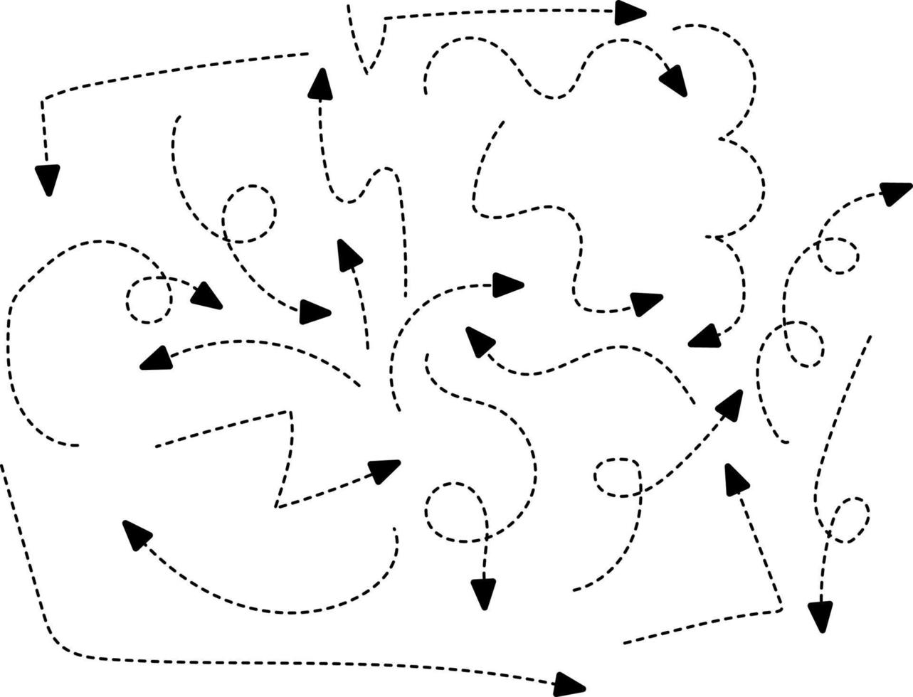 Reihe von Pfeilen in verschiedene Richtungen auf weißem Hintergrund vektor