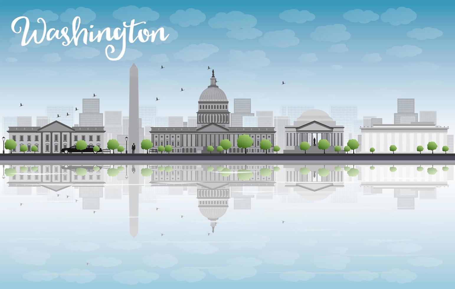 Washington DC City Skyline mit Wolken und blauem Himmel vektor