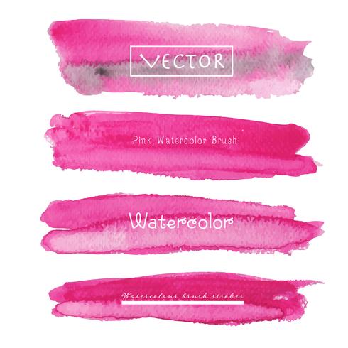 Set med rosa akvarell bakgrund, Pensel stroke logotyp, Vektor illustration.